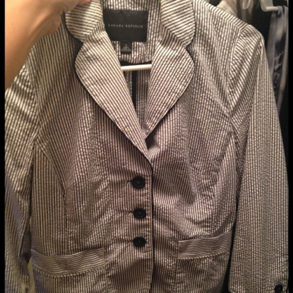 Banana republic blue white seersucker jacket 0